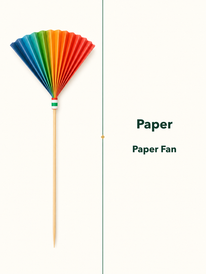 6-Inch Paper Fan Picks, 100 Count — Material and pattern information (6 of 8)