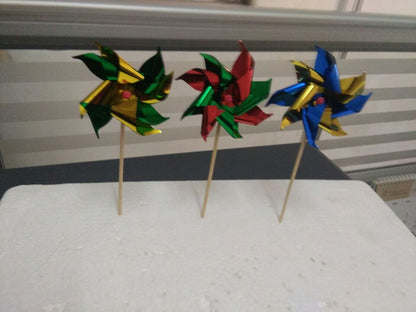 4-Inch Double-Layer Metallic Pinwheel Picks, 100 Count