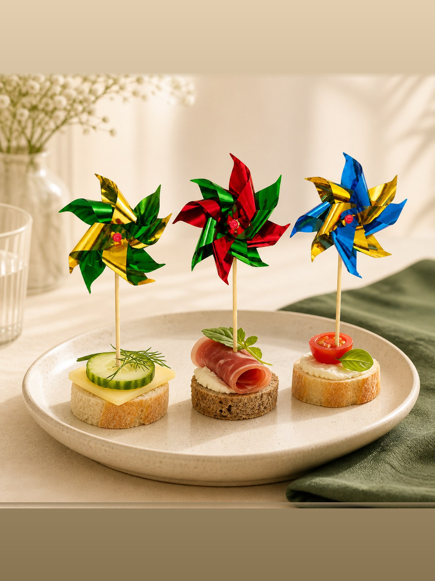 4-Inch Double-Layer Metallic Pinwheel Picks, 100 Count — Primary use scene (2 of 8)