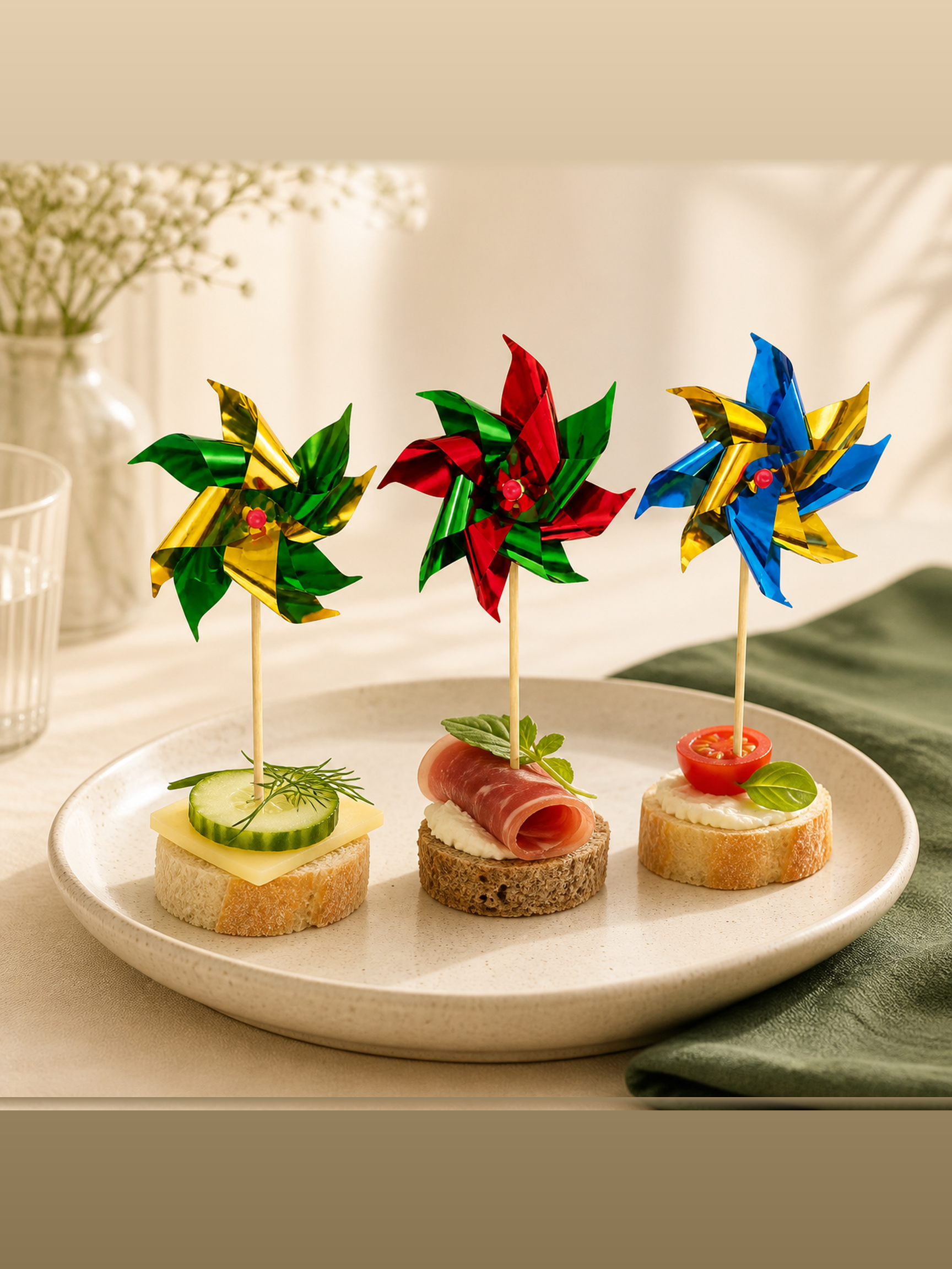 4-Inch Double-Layer Metallic Pinwheel Picks, 100 Count — Primary use scene (2 of 8)