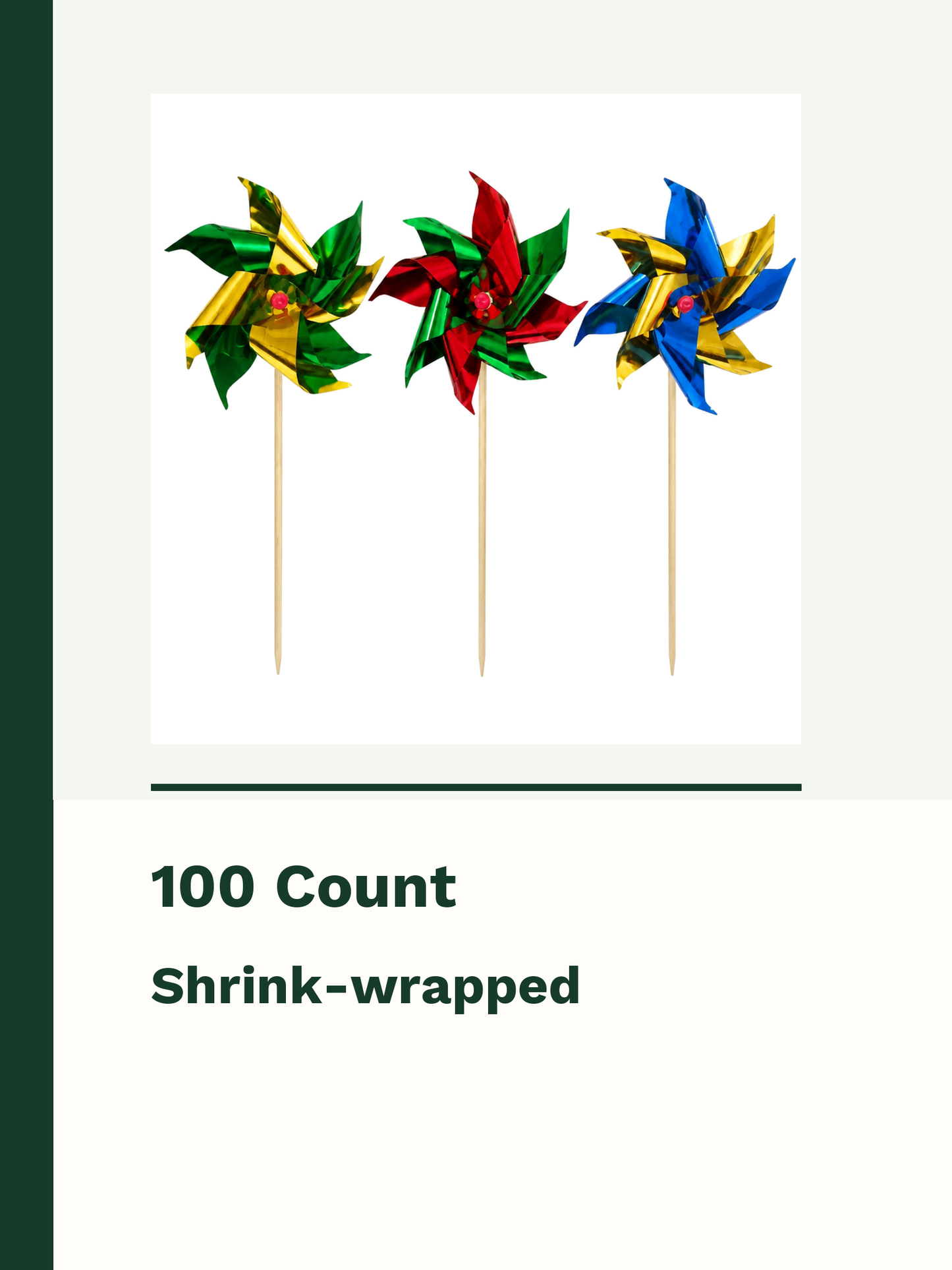 4-Inch Double-Layer Metallic Pinwheel Picks, 100 Count — Pack facts (8 of 8)