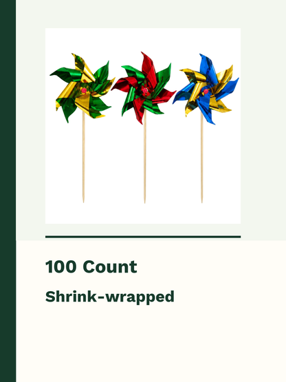 4-Inch Double-Layer Metallic Pinwheel Picks, 100 Count — Pack facts (8 of 8)