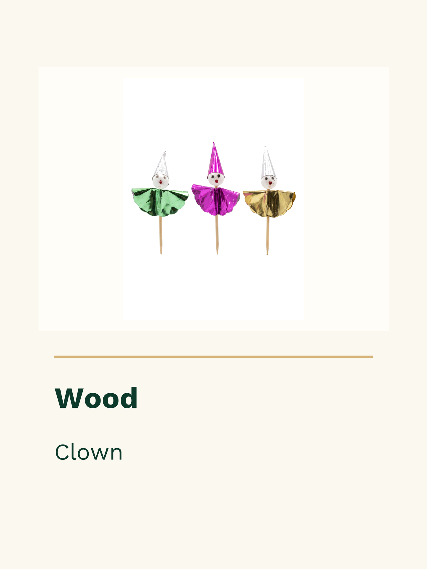 4-Inch Clown Figural Frill Picks, 100 Count — Material and pattern information (6 of 8)