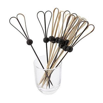 Black Heart-Loop Bamboo Picks, 100 Count