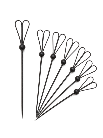 Black Heart-Loop Bamboo Picks, 100 Count — White background hero (1 of 8)