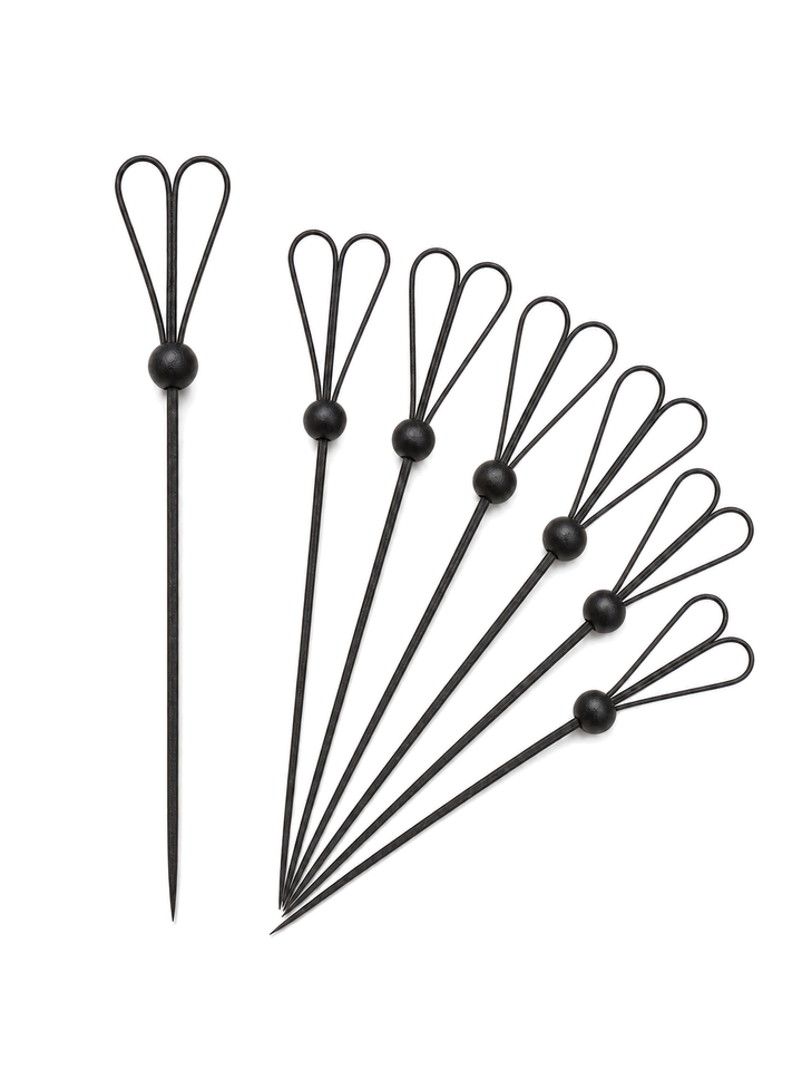 Black Heart-Loop Bamboo Picks, 100 Count — White background hero (1 of 8)