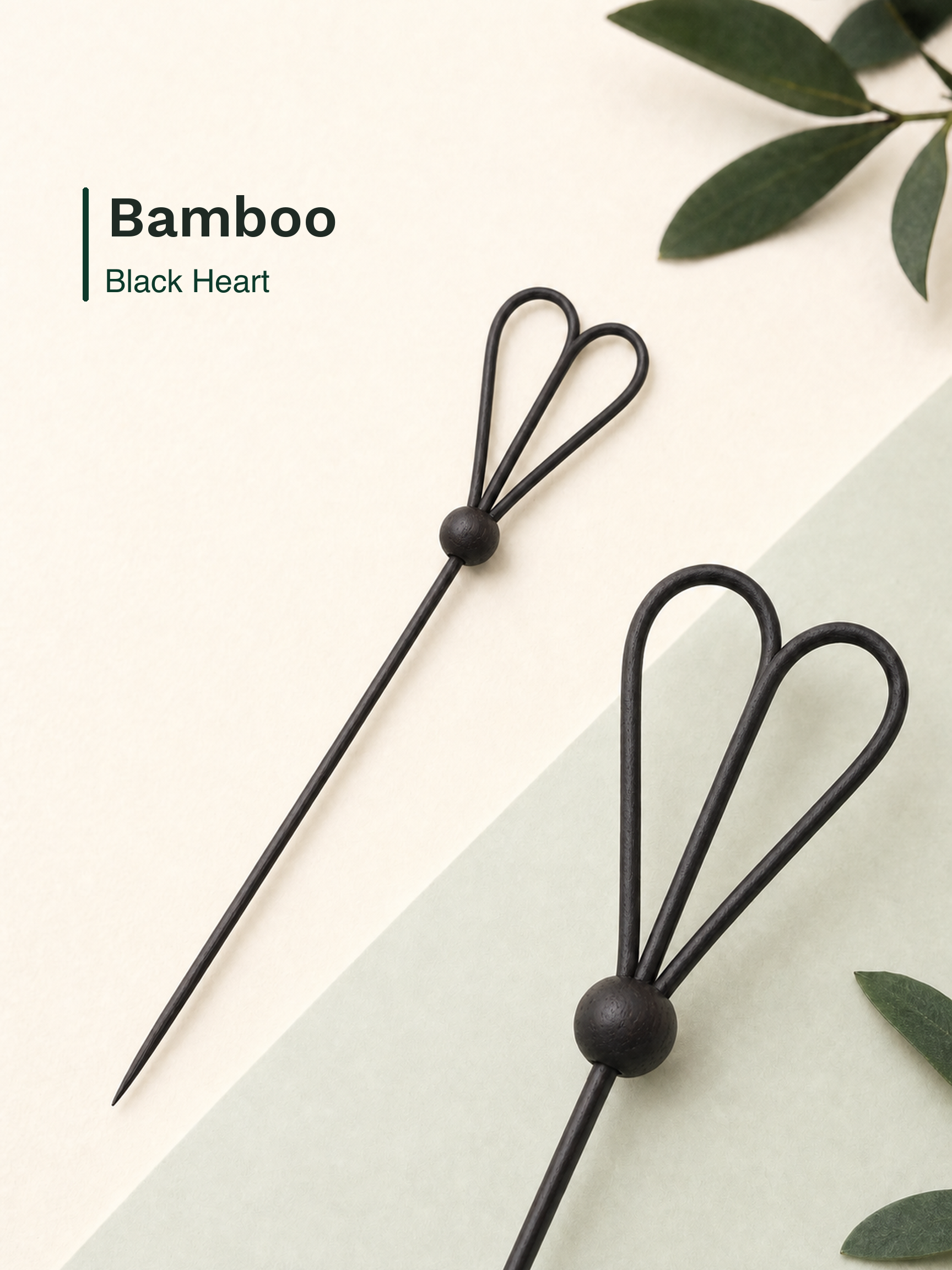 Black Heart-Loop Bamboo Picks, 100 Count — Material and pattern information (6 of 8)