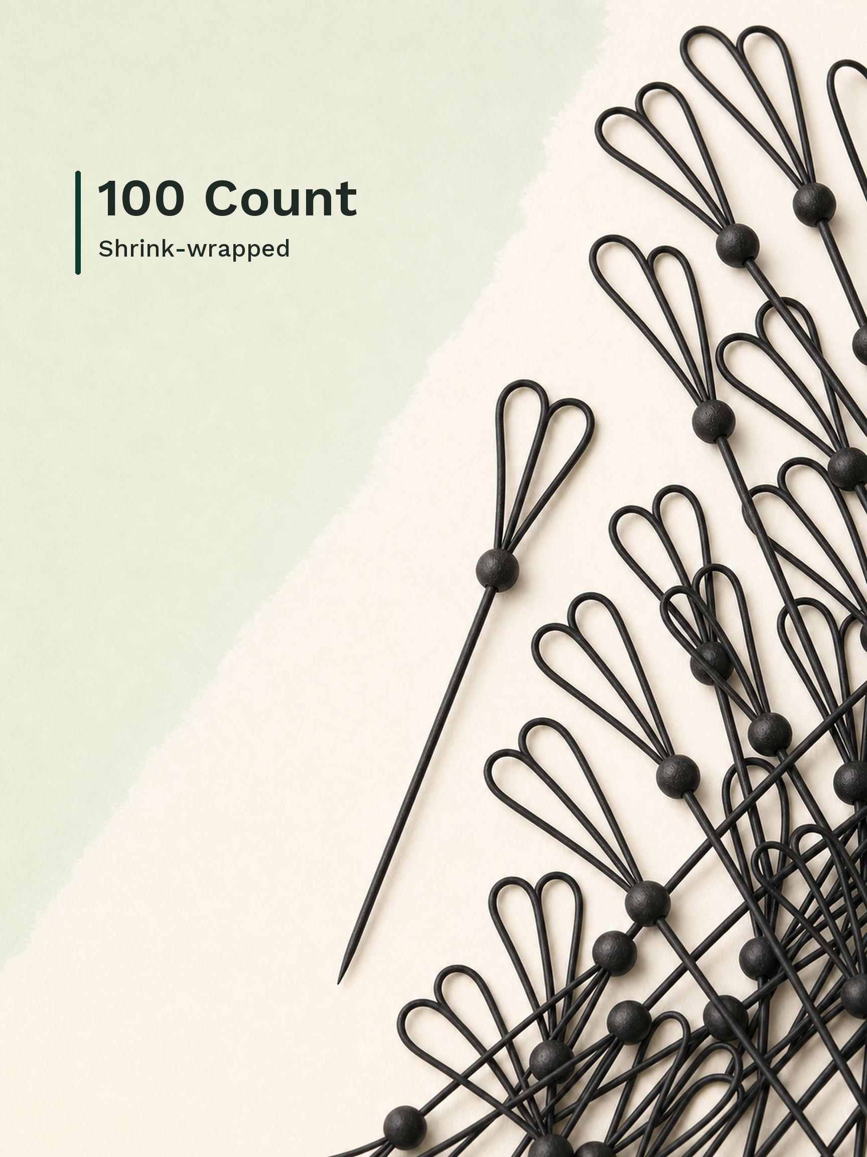Black Heart-Loop Bamboo Picks, 100 Count — Pack facts (8 of 8)