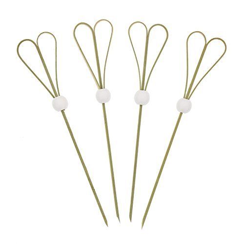 White Heart-Loop Bamboo Picks, 100 Count