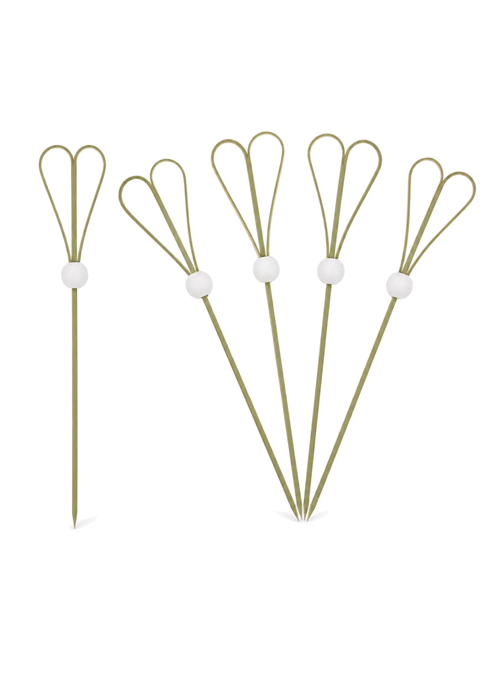White Heart-Loop Bamboo Picks, 100 Count — White background hero (1 of 8)