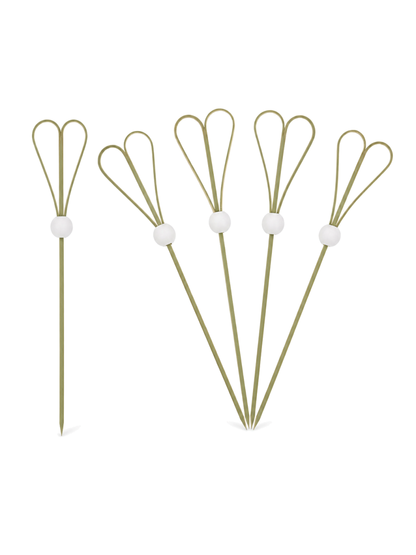 White Heart-Loop Bamboo Picks, 100 Count — White background hero (1 of 8)