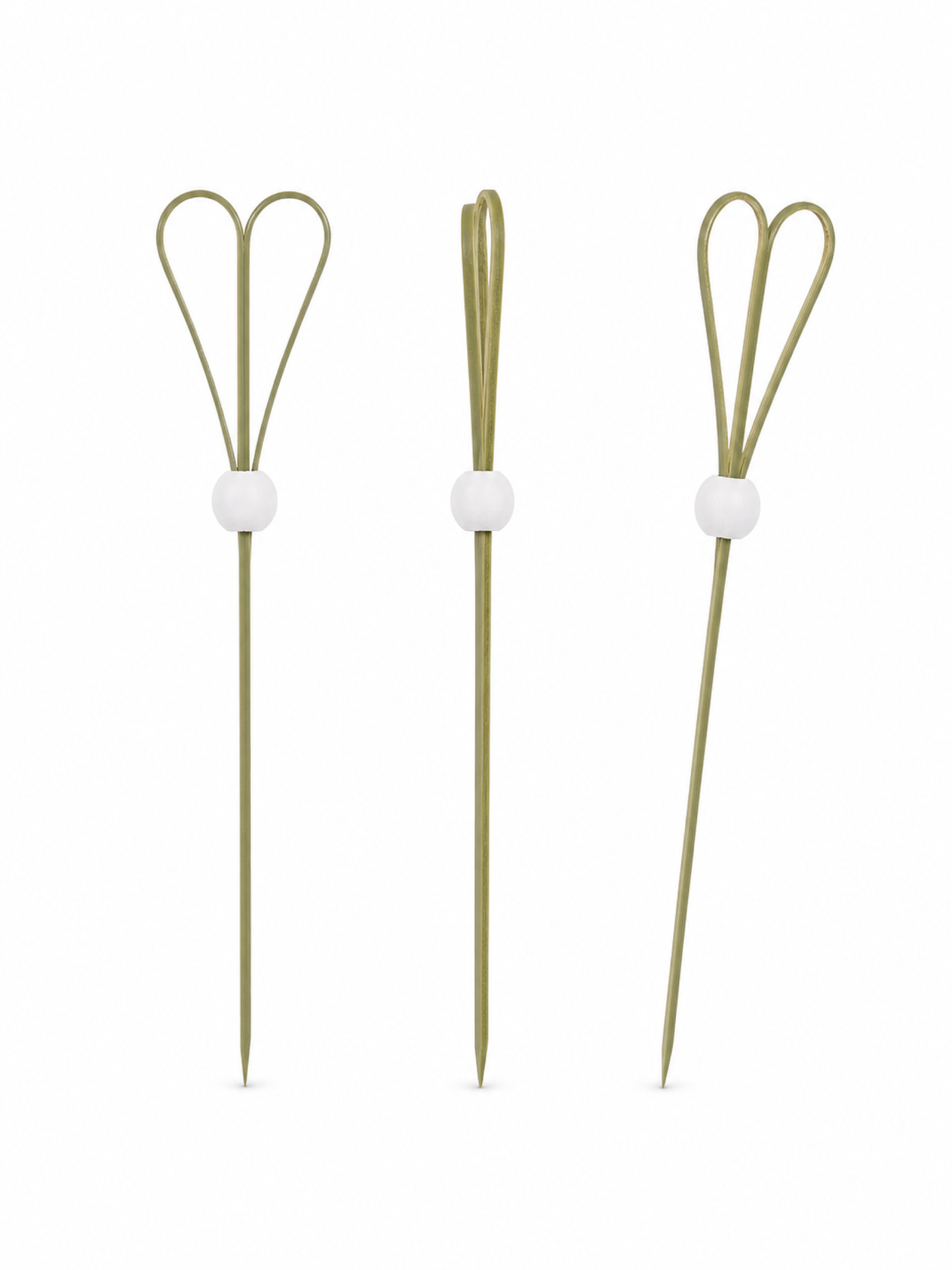 White Heart-Loop Bamboo Picks, 100 Count — Multiple views (5 of 8)