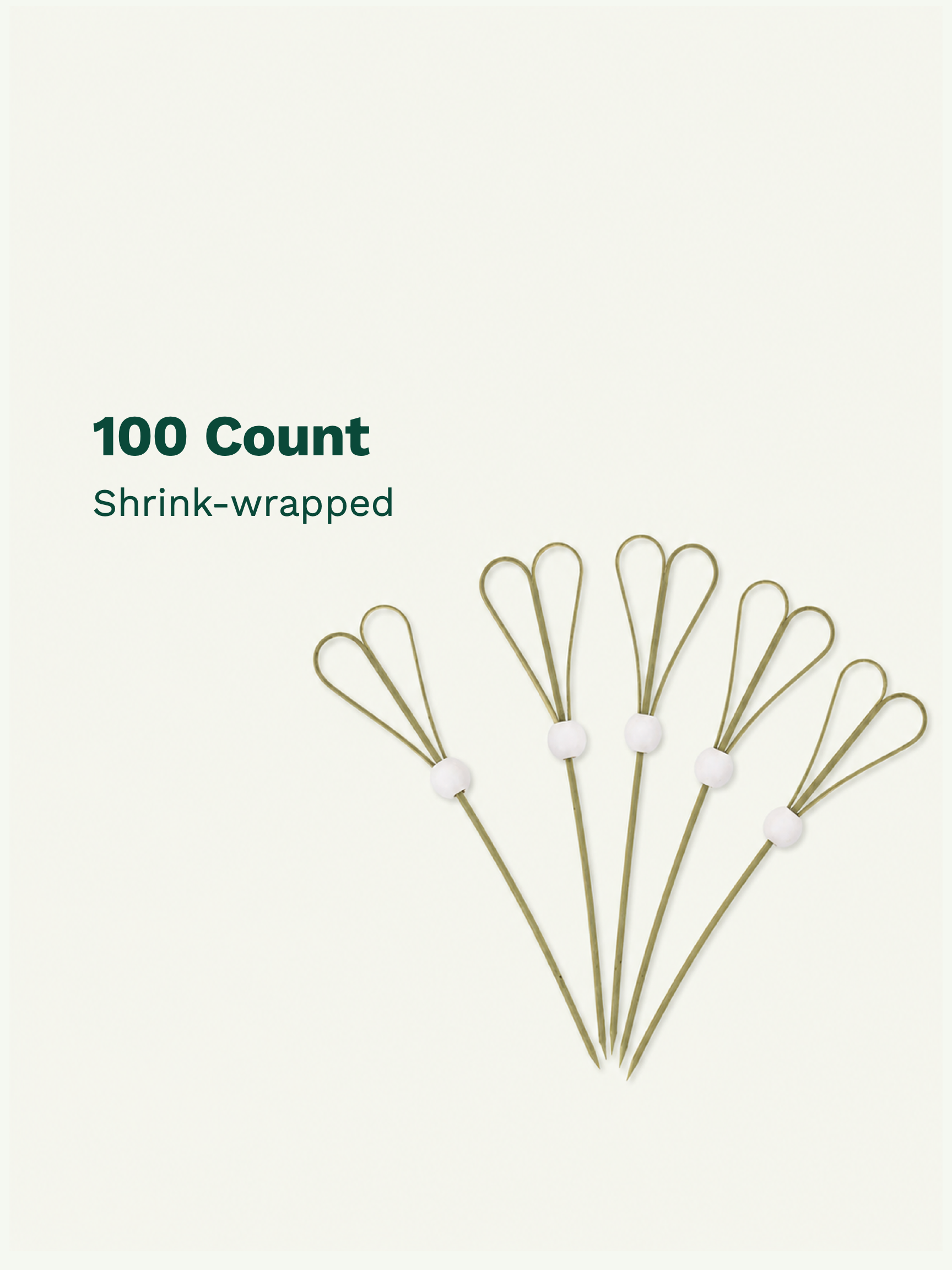 White Heart-Loop Bamboo Picks, 100 Count — Pack facts (8 of 8)