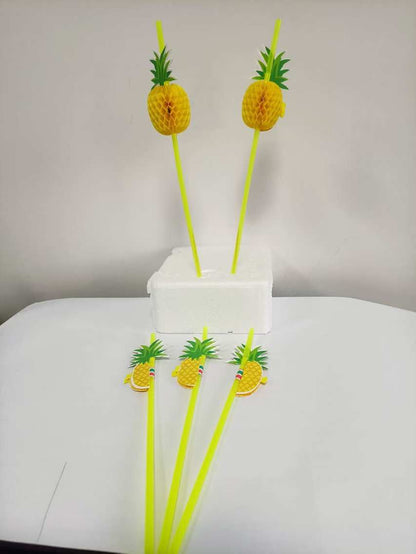 Pineapple Decorative Drinking Straws, 100 Count detail 1