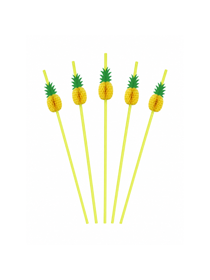 Pineapple Decorative Drinking Straws, 100 Count — White background hero (1 of 8)
