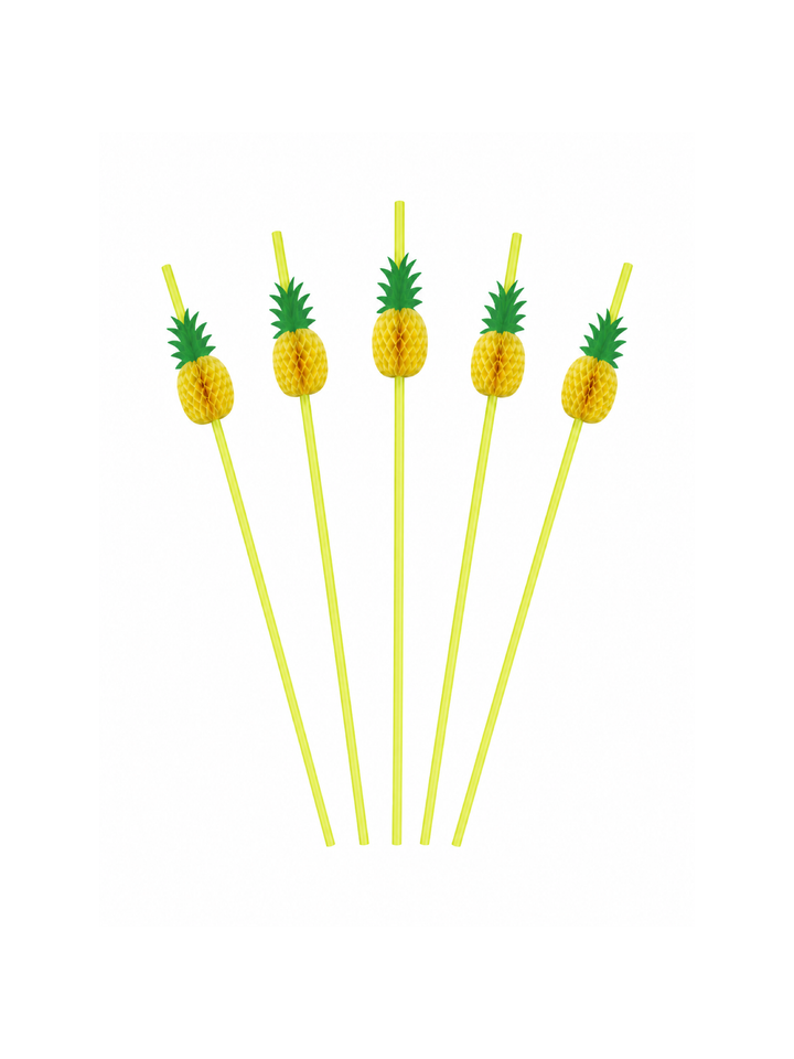 Pineapple Decorative Drinking Straws, 100 Count — White background hero (1 of 8)