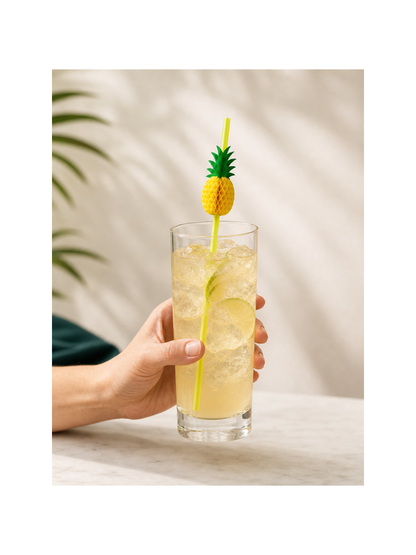 Pineapple Decorative Drinking Straws, 100 Count — In-use scale (4 of 8)