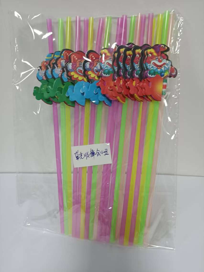 Clown Decorative Drinking Straws, 100 Count