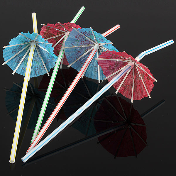Cocktail Umbrella Drinking Straws, 100 Count