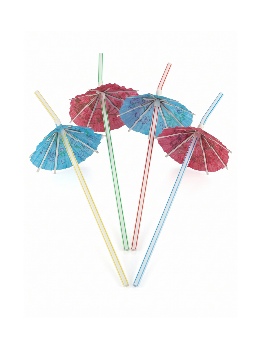 Cocktail Umbrella Drinking Straws, 100 Count — White background hero (1 of 8)