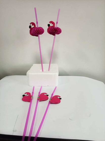 Flamingo Decorative Drinking Straws, 100 Count detail 1
