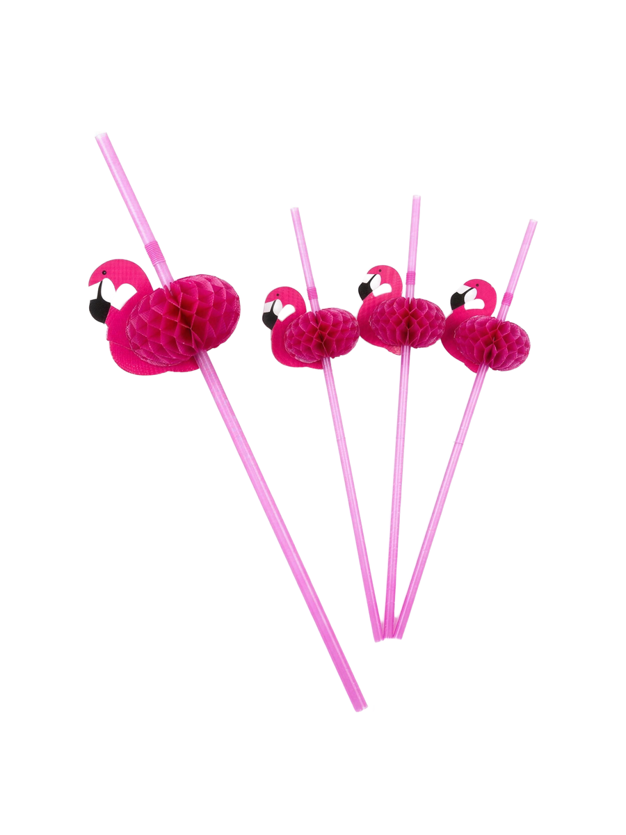 Flamingo Decorative Drinking Straws, 100 Count — White background hero (1 of 8)