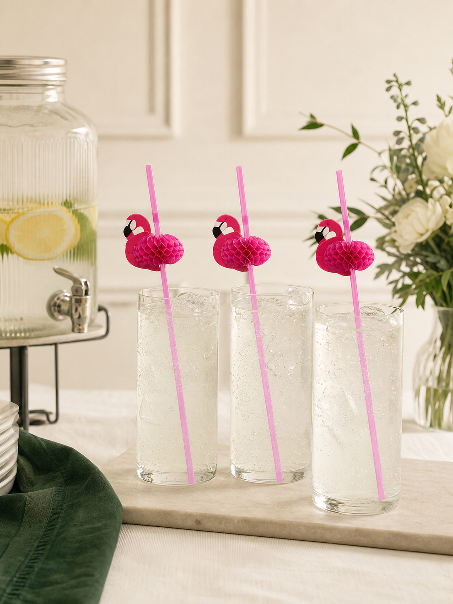 Flamingo Decorative Drinking Straws, 100 Count — Primary use scene (2 of 8)