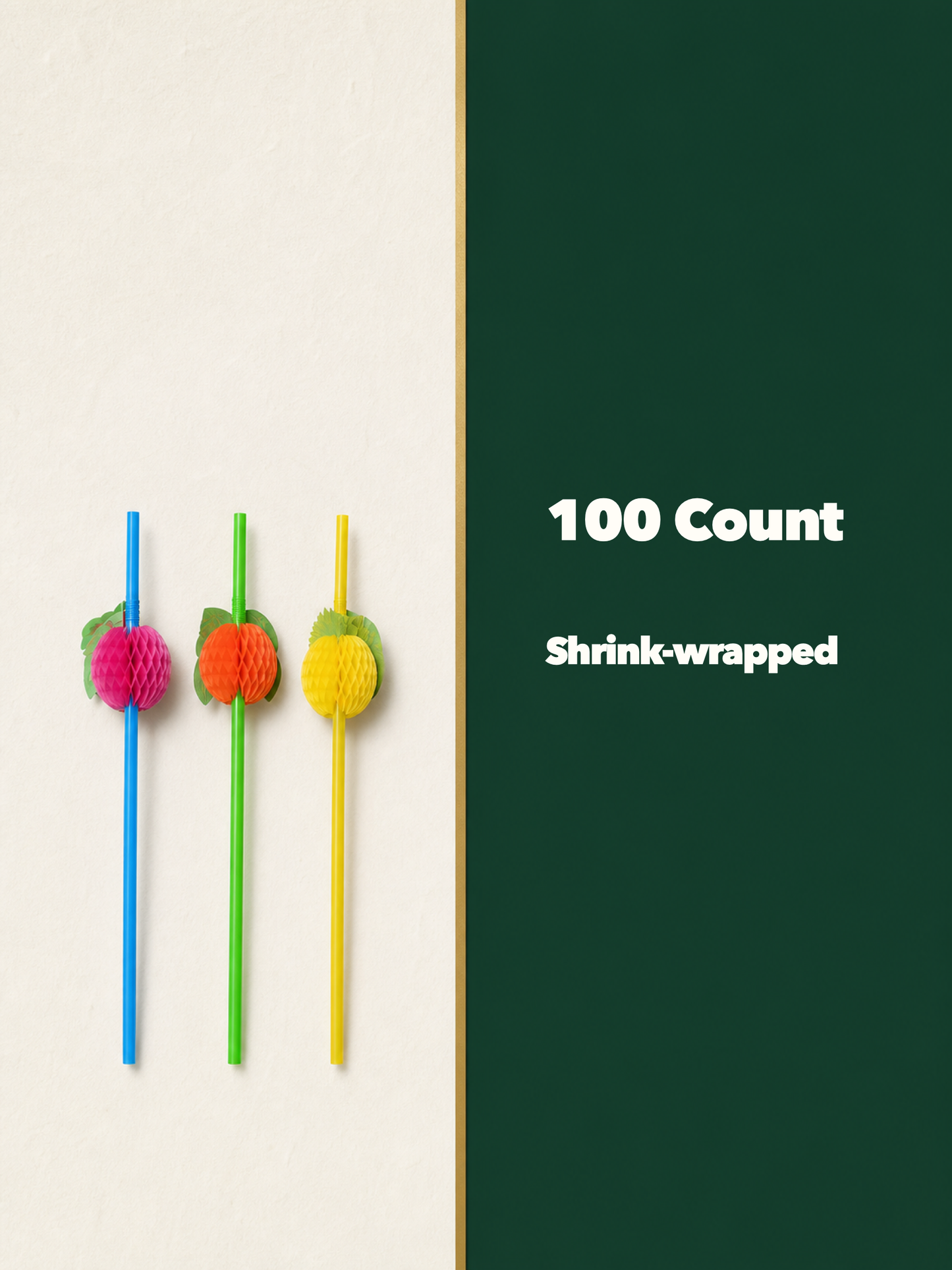 Assorted Fruit Decorative Drinking Straws, 100 Count — Pack facts (8 of 8)