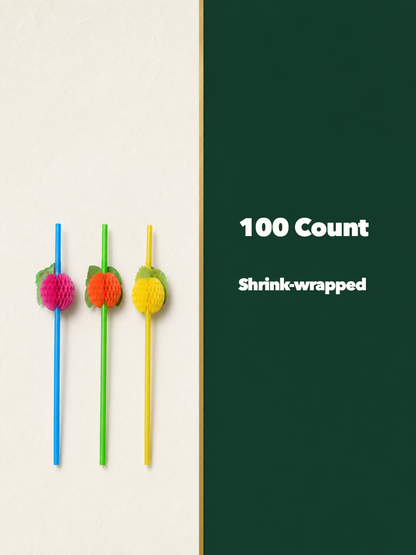 Assorted Fruit Decorative Drinking Straws, 100 Count — Pack facts (8 of 8)