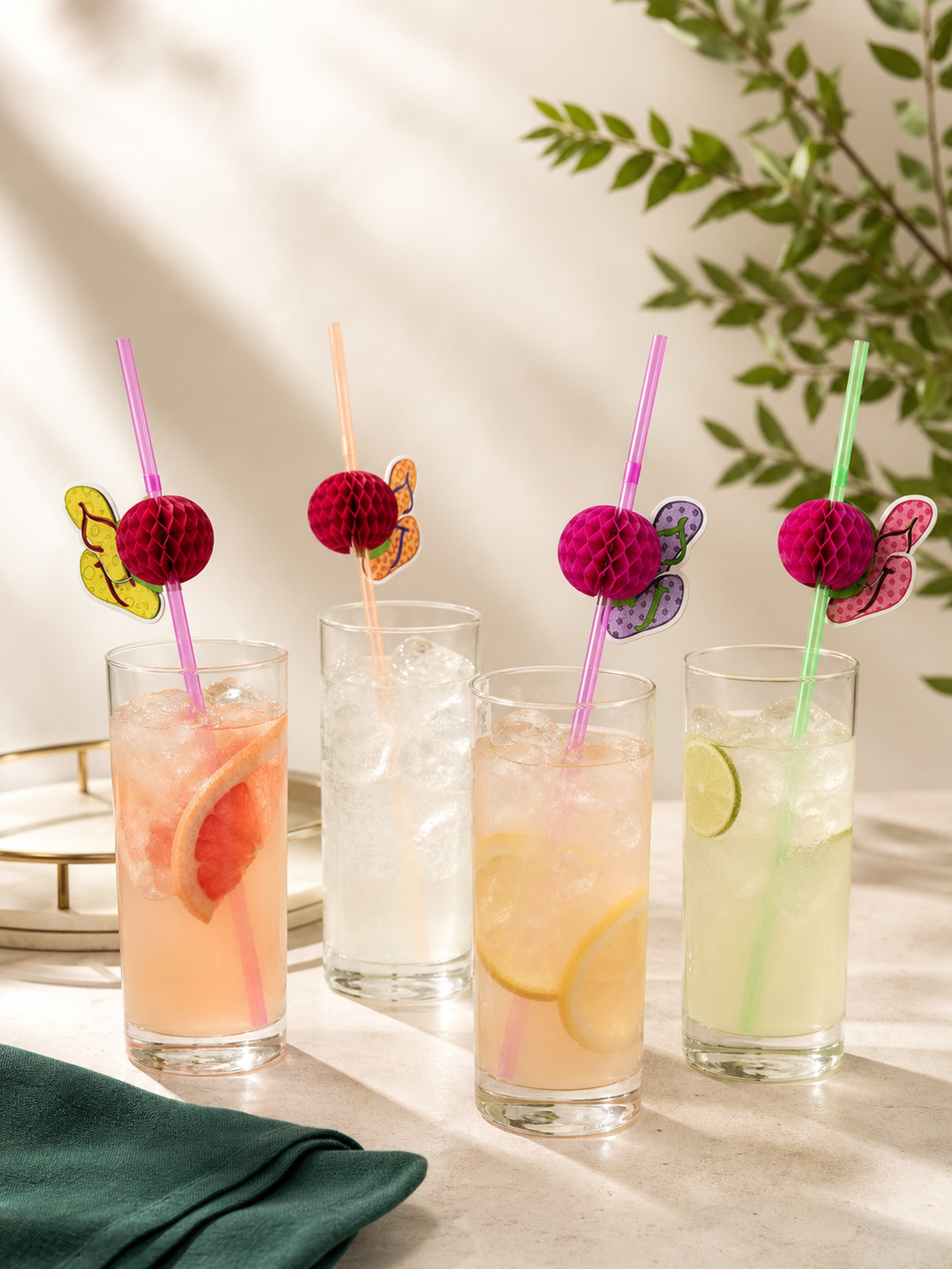 Flip-Flops Decorative Drinking Straws, 100 Count — Primary use scene (2 of 8)