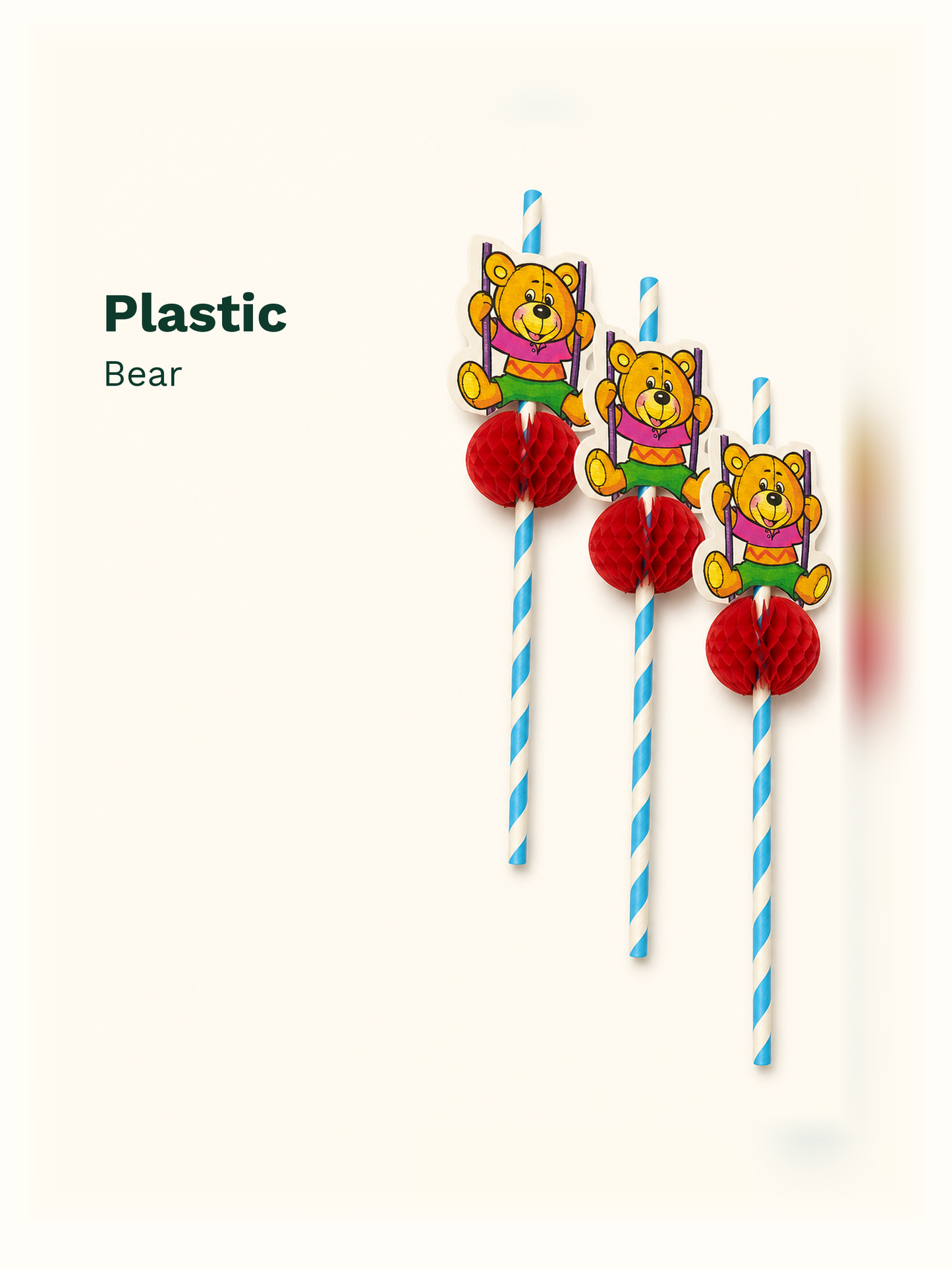 Bear Decorative Drinking Straws, 100 Count — Material and pattern information (6 of 8)