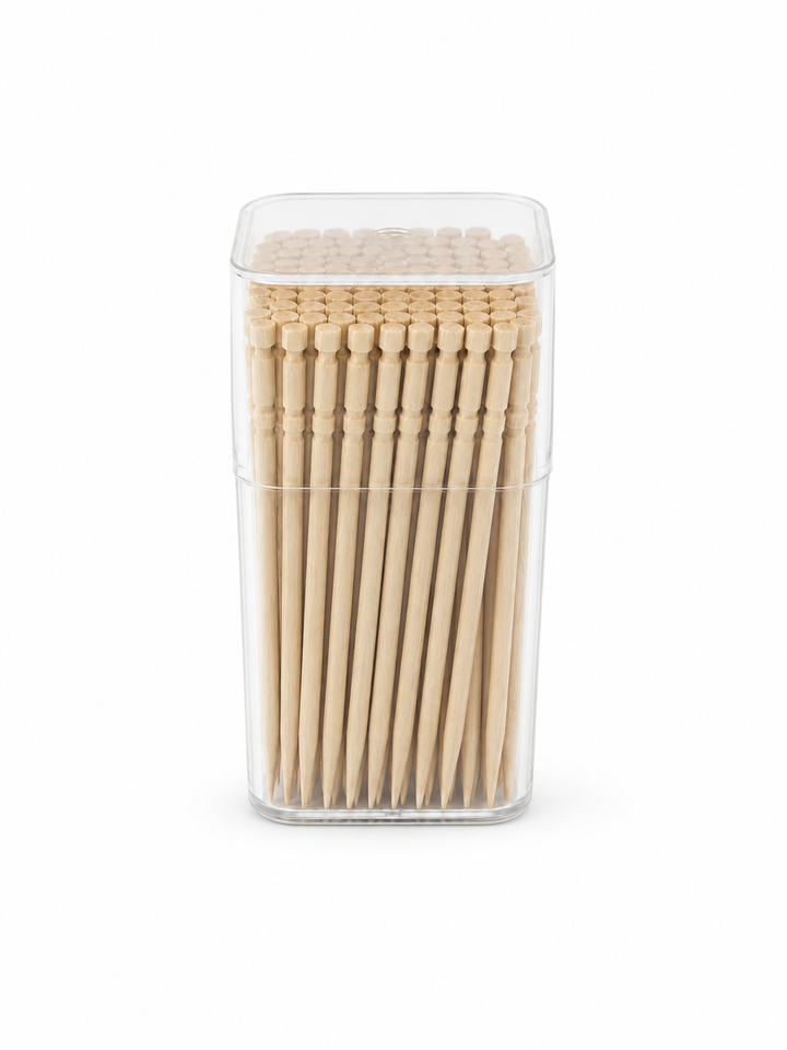 Carved Wood Picks, 100 Count — White background hero