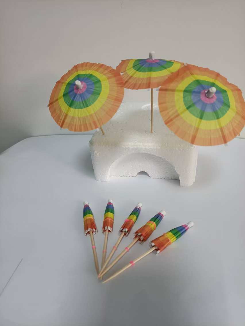 4-Inch Rainbow Cocktail Umbrella Picks, 100 Count