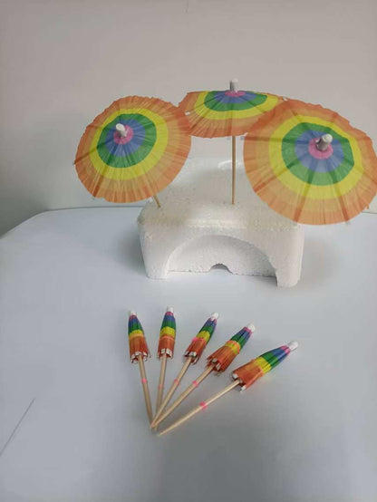 4-Inch Rainbow Cocktail Umbrella Picks, 100 Count