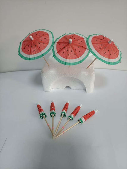 4-Inch Watermelon Cocktail Umbrella Picks, 100 Count