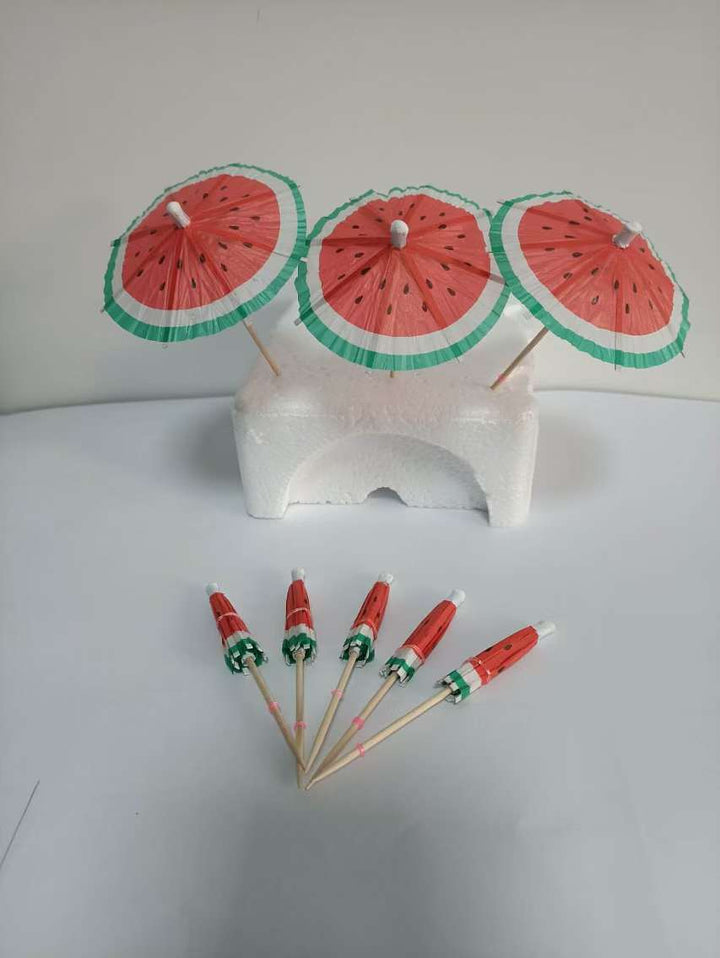 4-Inch Watermelon Cocktail Umbrella Picks, 100 Count