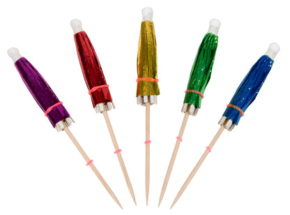 4-Inch Metallic Foil Cocktail Umbrella Picks, 100 Count