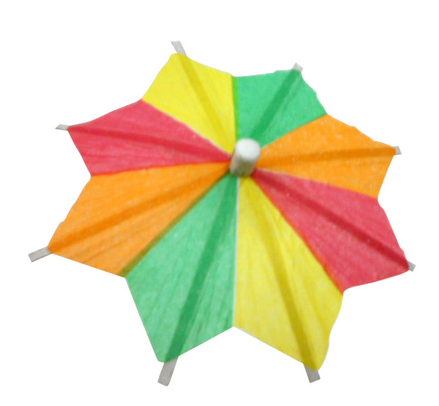 4-Inch Multicolor Octagonal Cocktail Umbrella Picks, 100 Count