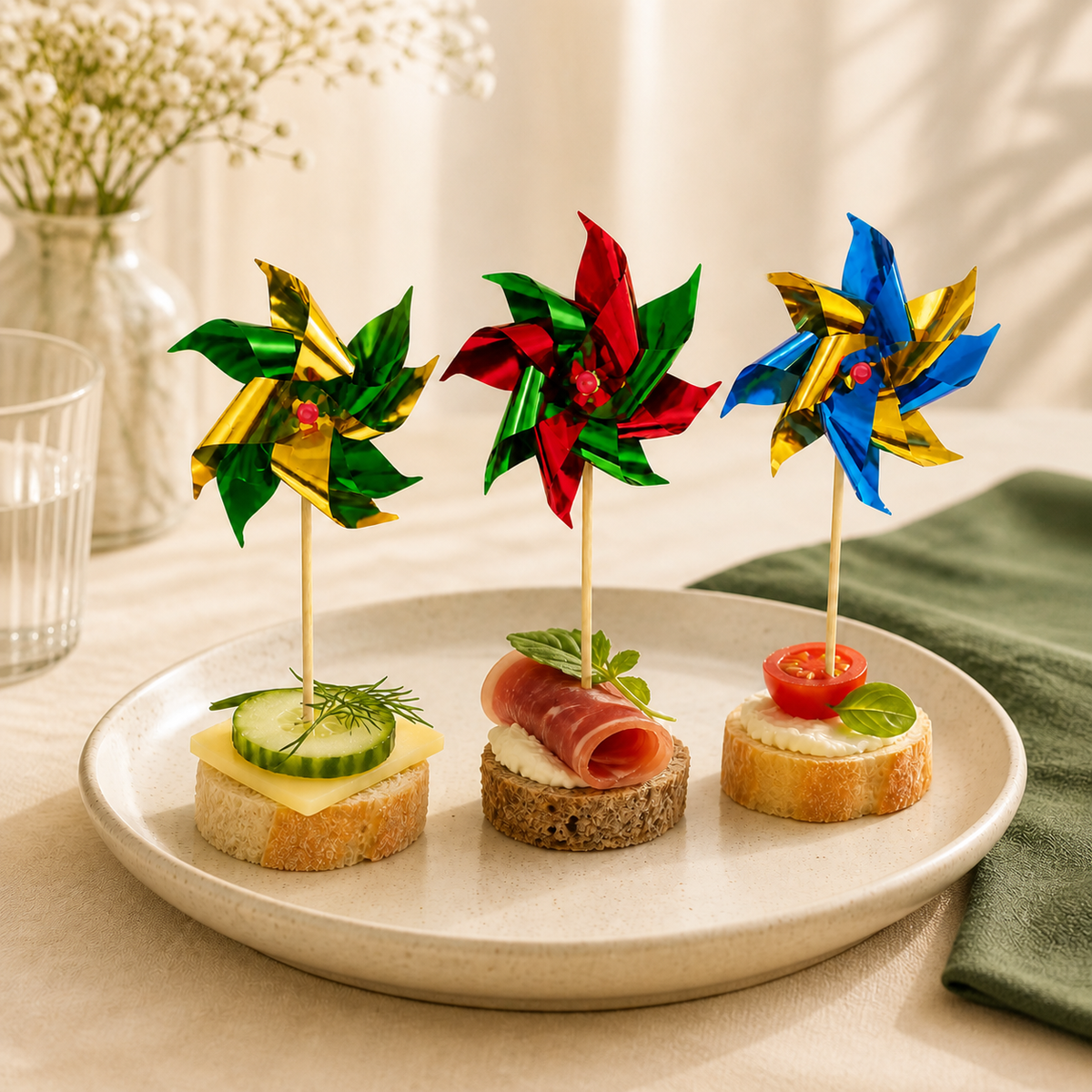 Colorful themed decorative picks presented in appetizers