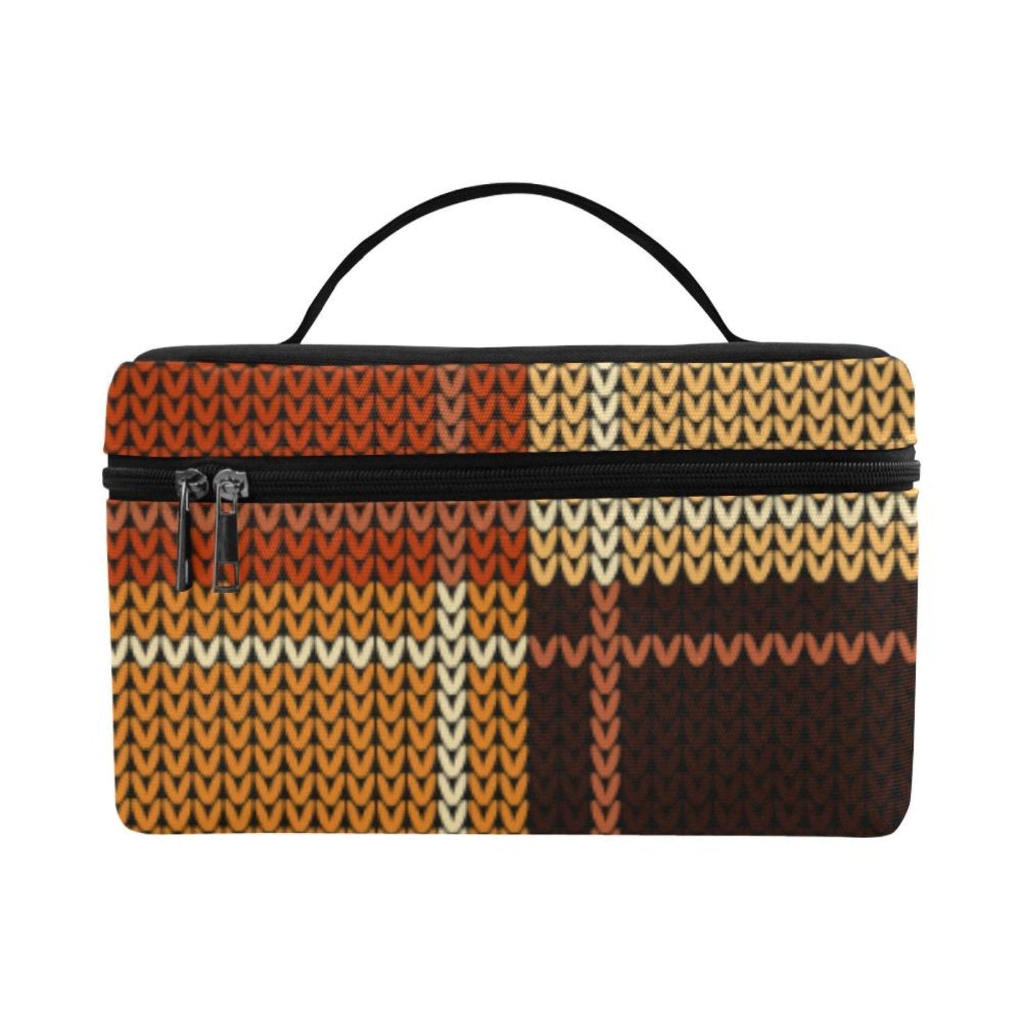 Cosmetic Bag, Checker - Brown Travel Case