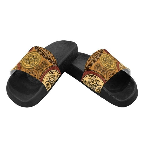 Mens Slide Sandals, Brown Paisley Print