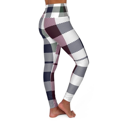 Women's High-waist Fitness Legging Yoga Pants, Multicolor Plaid